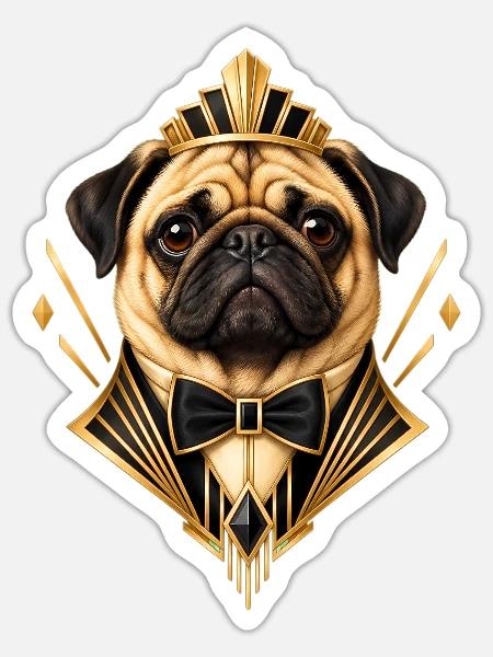 Mops Hund süßer Mops niedlicher Mops - Sticker Größe S (10 x 10 cm) - Mattweiß