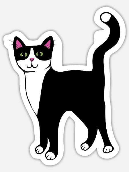 Mitternachtskatzen-Peek-Porträt - Sticker Größe S (10 x 10 cm) - Mattweiß