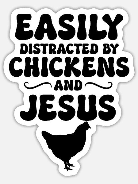 Huhn Jesus Humor - Sticker Größe S (10 x 10 cm) - Mattweiß