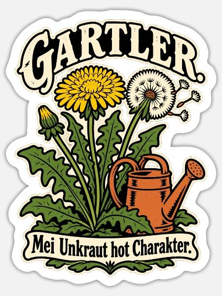 Gartler Mei Unkraut hot Charakter - Sticker Größe S (10 x 10 cm) - Mattweiß