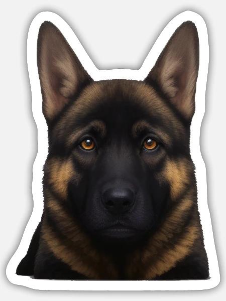 Schäferhund Kopfporträt - Sticker Größe S (10 x 10 cm) - Mattweiß