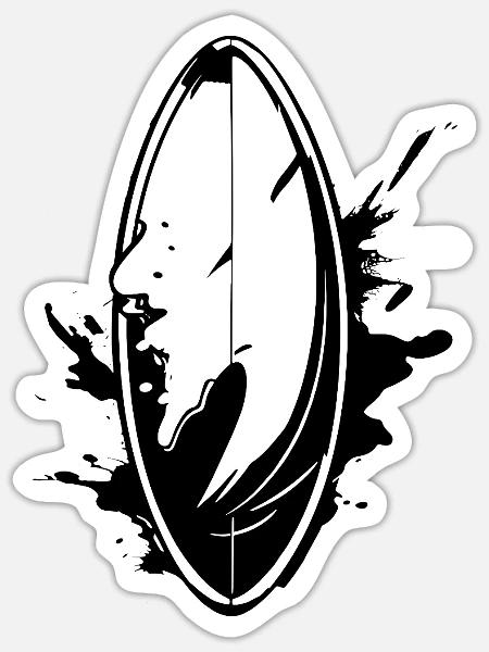 Surfbrett Streetart - Sticker Größe S (10 x 10 cm) - Mattweiß