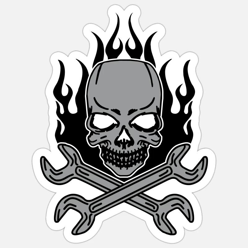 Tuning Skull - Sticker size S (10 x 10 cm) - white matte