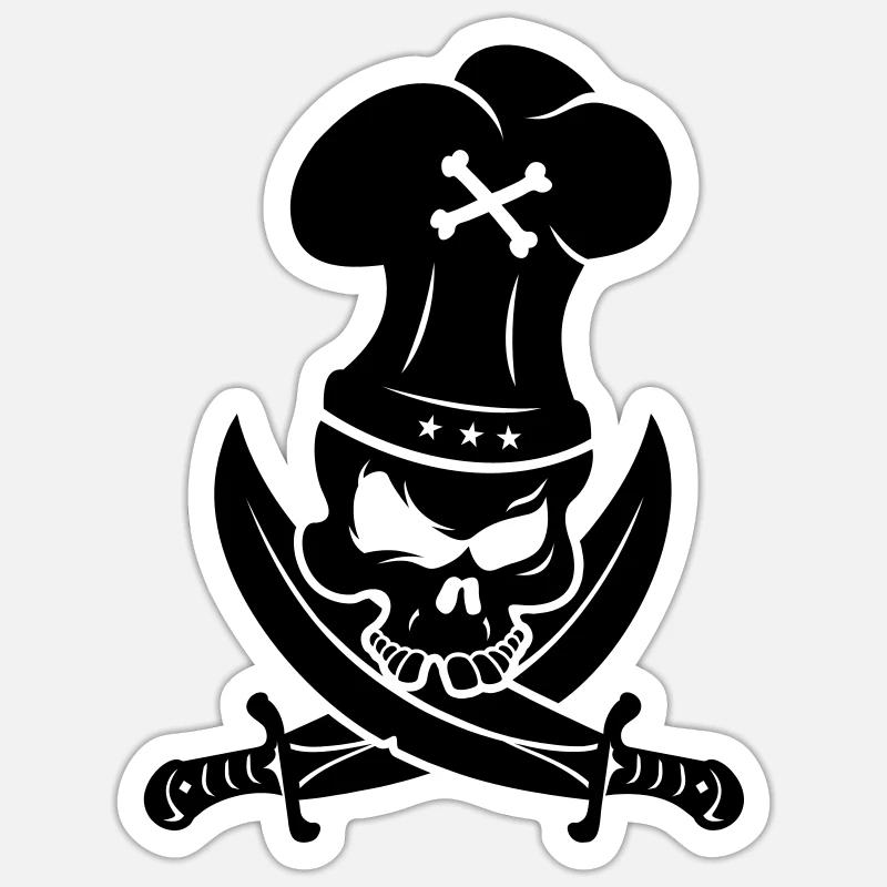 BLACK SKULL BBQ - Sticker taille S (10 x 10 cm) - blanc mat