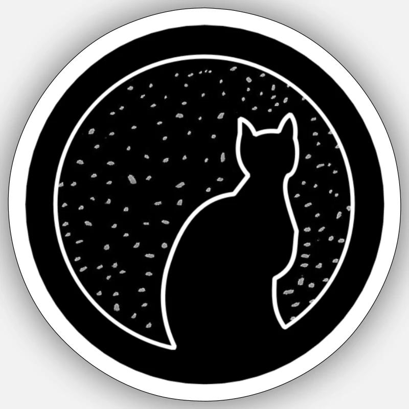Silhouette of cat watching the snow fall Sticker size S (10 x 10 cm)