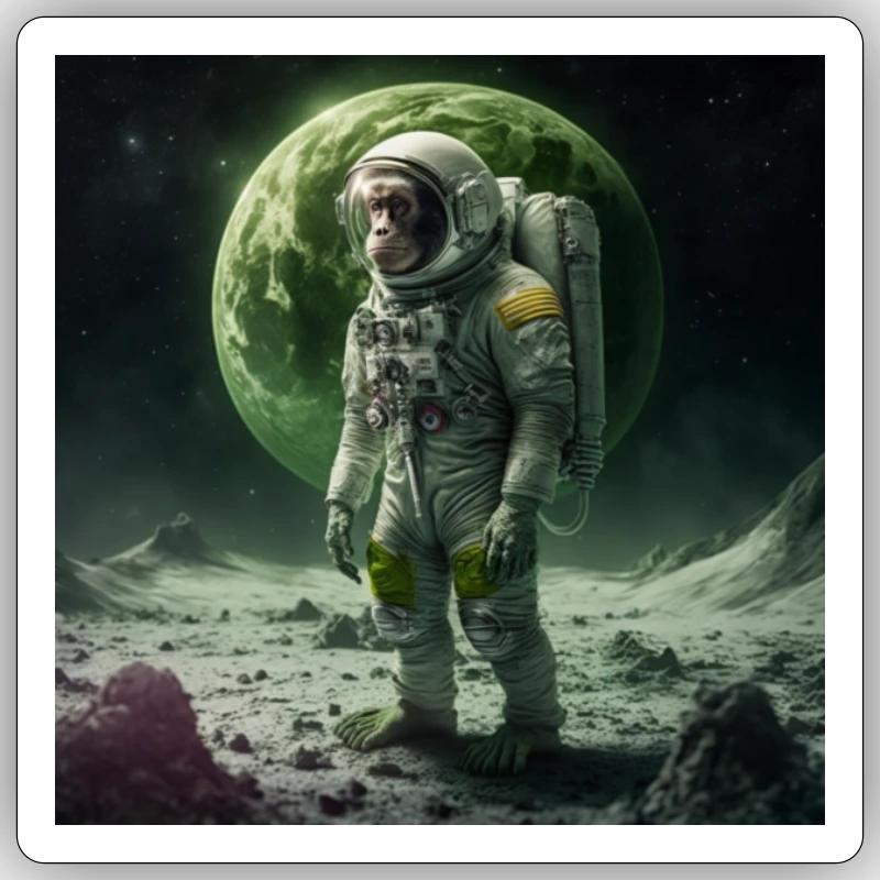 Monkey astronaut (small design) - Sticker size S (10 x 10 cm) - white matte