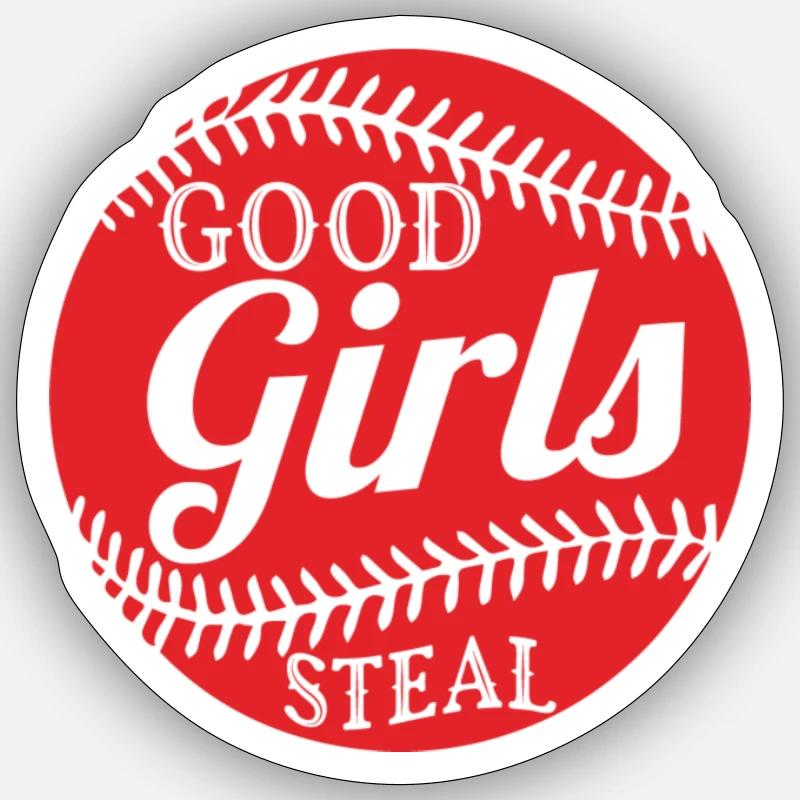 Fille de baseball - Sticker taille S (10 x 10 cm) - blanc mat