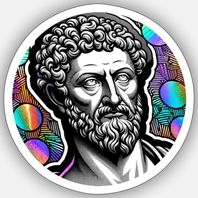 Marcus Aurelius the philosopher - Sticker Größe S (10 x 10 cm) - Mattweiß