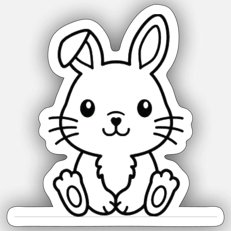 Lapin Doux - Sticker taille S (10 x 10 cm) - blanc mat