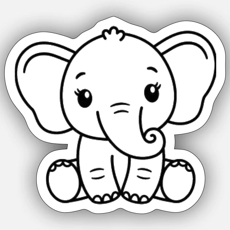 Elephant Cute - Sticker size S (10 x 10 cm) - white matte