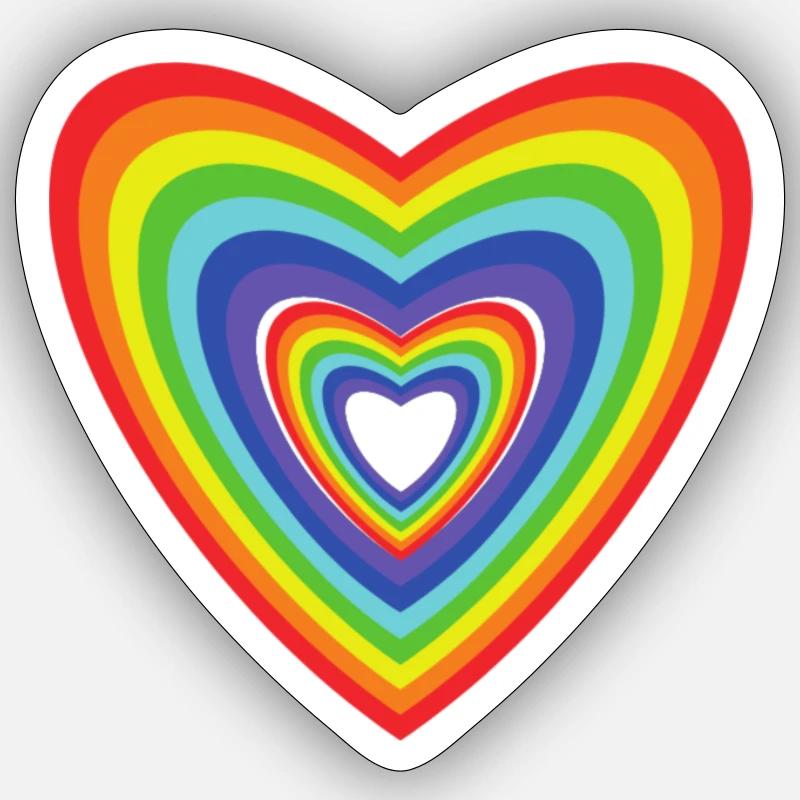 Regenbogen Rainbow Retro Geschenk Herz Sticker Größe S (10 x 10 cm)
