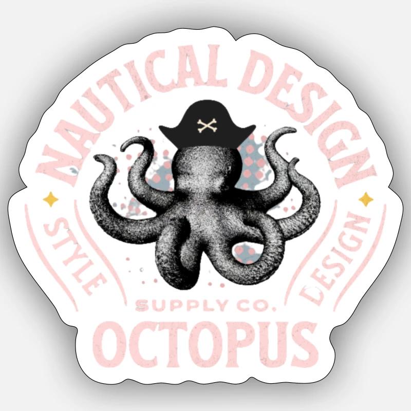 Octopus - Nautical Design - Sticker Größe S (10 x 10 cm) - Mattweiß