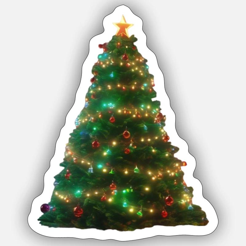 Arbre de Noël - Sticker taille S (10 x 10 cm) - blanc mat