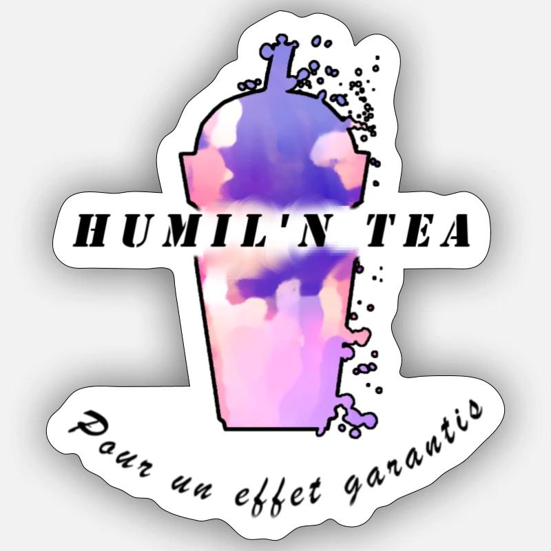 HumilNTea - Sticker taille S (10 x 10 cm) - blanc mat