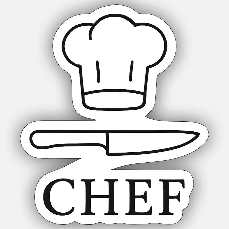 Icône de chef avec couteau - Sticker taille S (10 x 10 cm) - blanc mat