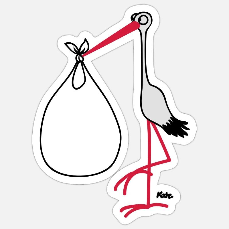 Storch - Sticker Größe S (10 x 10 cm) - Mattweiß