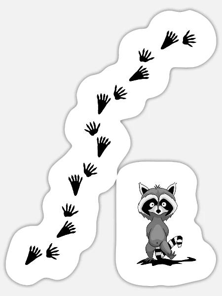 Waschbär mit Spuren - Sticker Größe S (10 x 10 cm) - Mattweiß