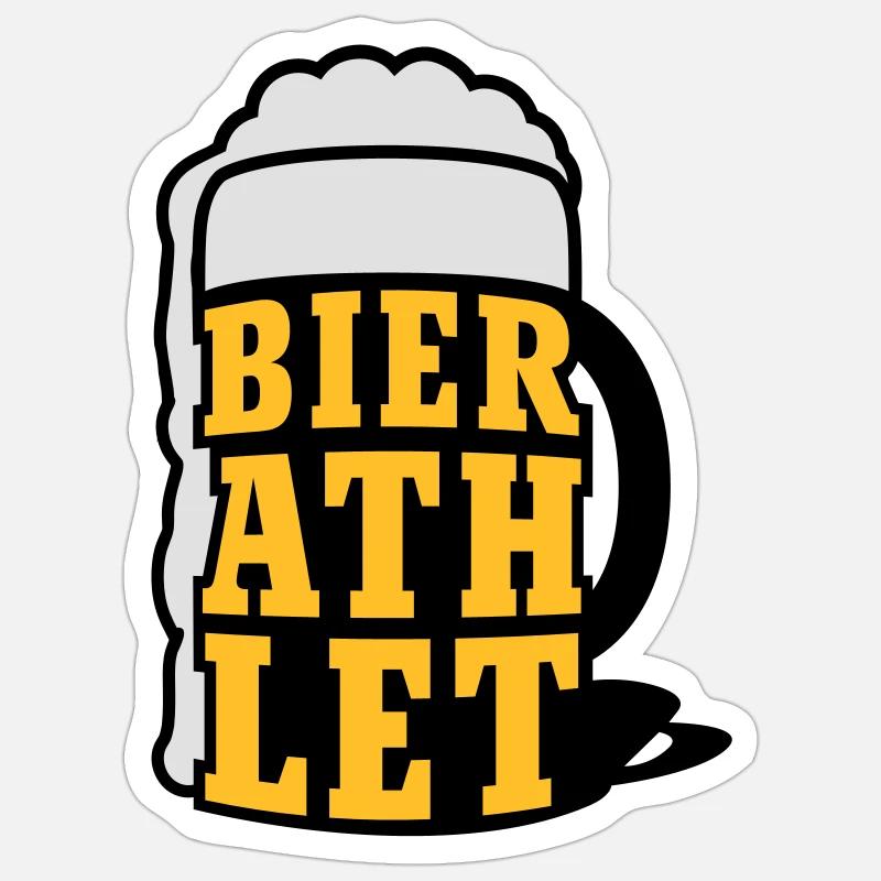 Bierathlet | Beer | Bier - Sticker size S (10 x 10 cm) - white matte
