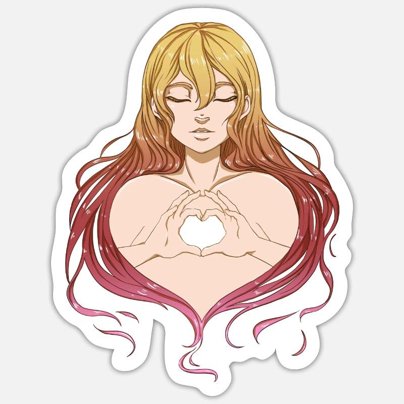 Mädchen mit Herz - Sticker Größe S (10 x 10 cm) - Mattweiß