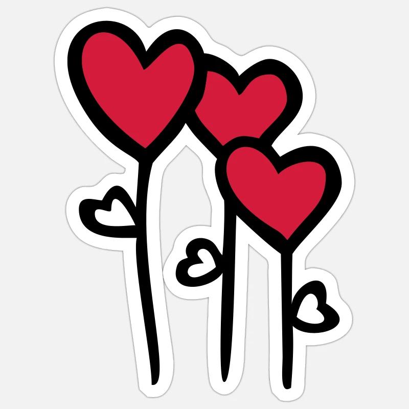 HERZ Blumen - Sticker Größe S (10 x 10 cm) - Mattweiß