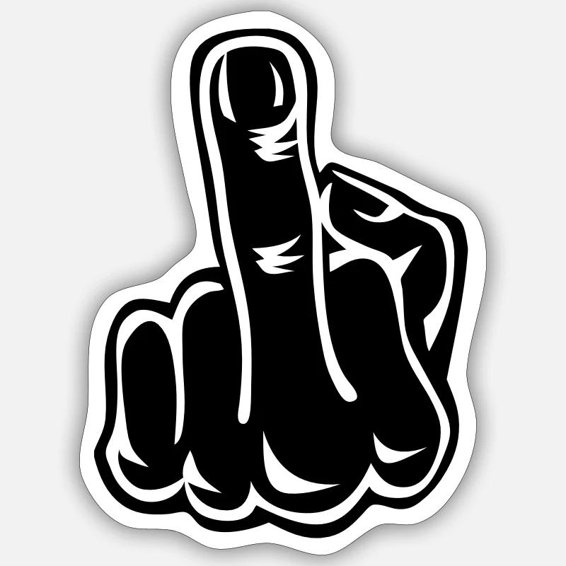 Stinkefinger Middle Finger 1c - Sticker Größe S (10 x 10 cm) - Mattweiß