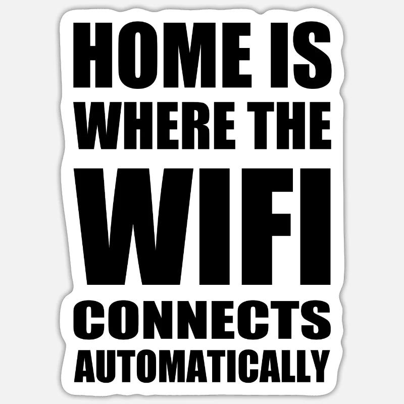 wifi hjem sort - Sticker størrelse S (10 x 10 cm) - mat hvid