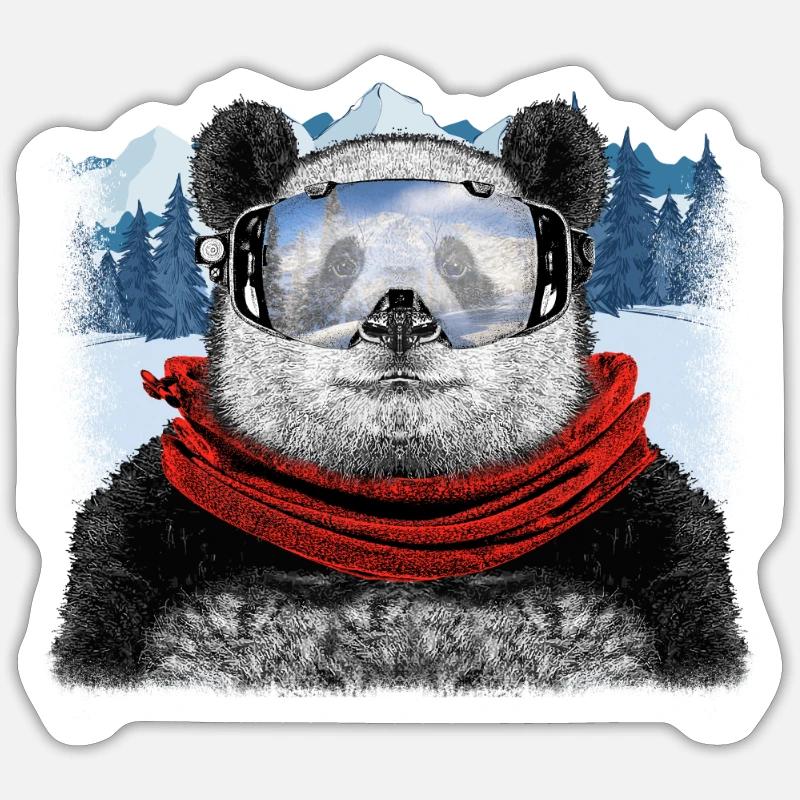 ski panda Sticker size S (10 x 10 cm)