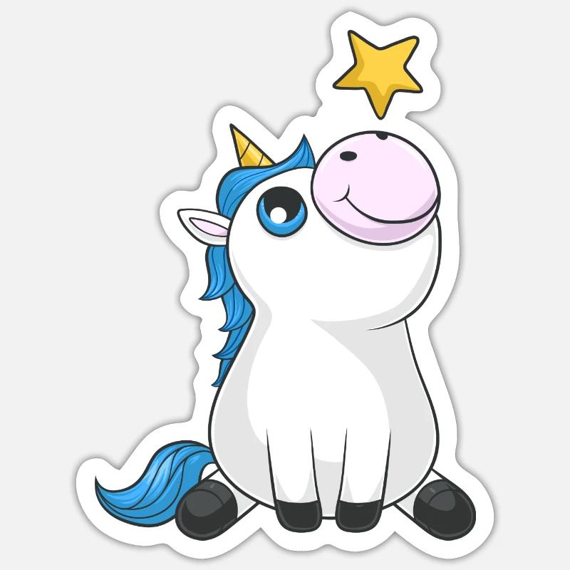 Süßes Comic Einhorn Sticker Größe S (10 x 10 cm)