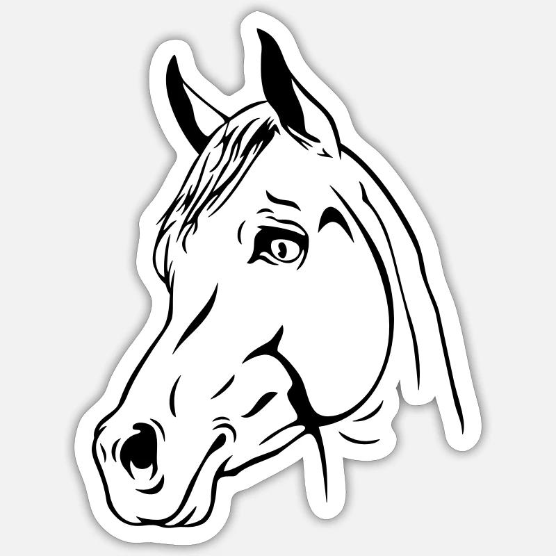 ein Pferdekopf - Sticker Größe S (10 x 10 cm) - Mattweiß
