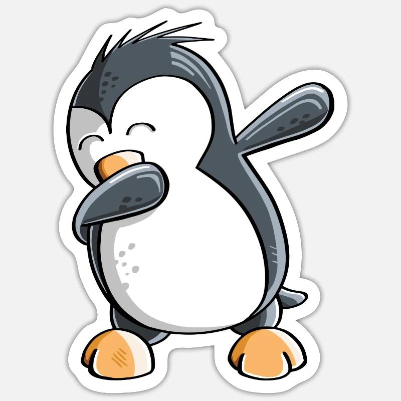 Dab Dance Pinguin - Dabbing - Fun Comic - Geschenk - Sticker Größe S (10 x 10 cm) - Mattweiß