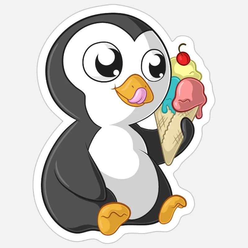 Sommer Comic Pinguin - Sticker Größe S (10 x 10 cm) - Mattweiß
