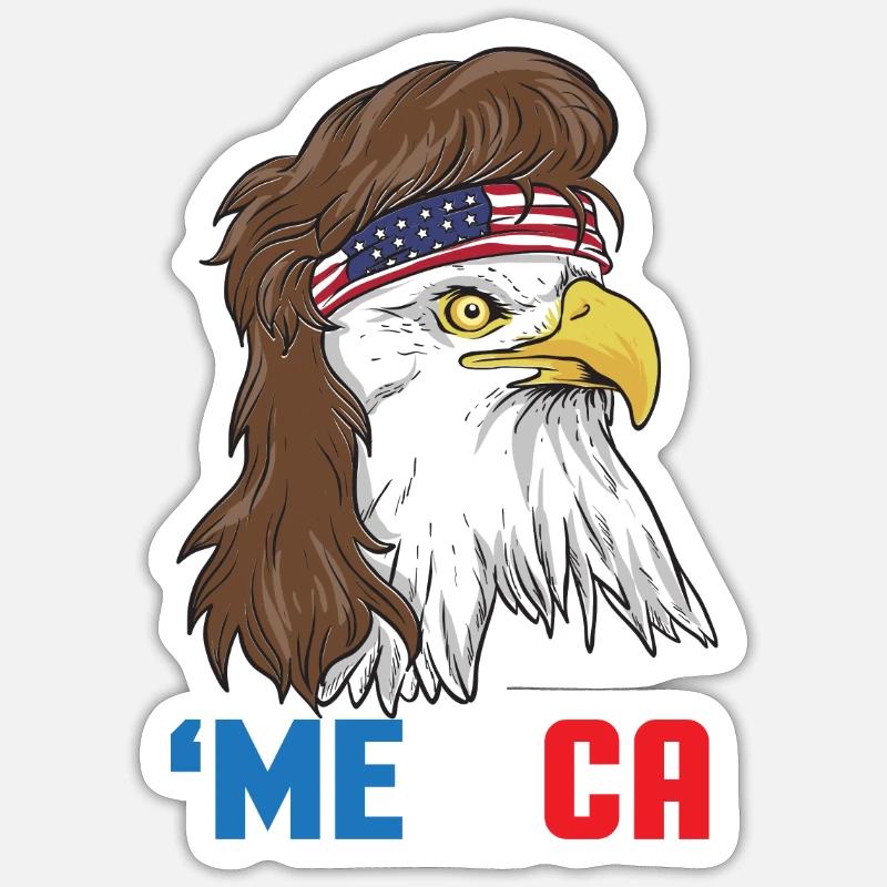 Patriotic Mullet Eagle Independence Day July 4th - Sticker size S (10 x 10 cm) - white matte