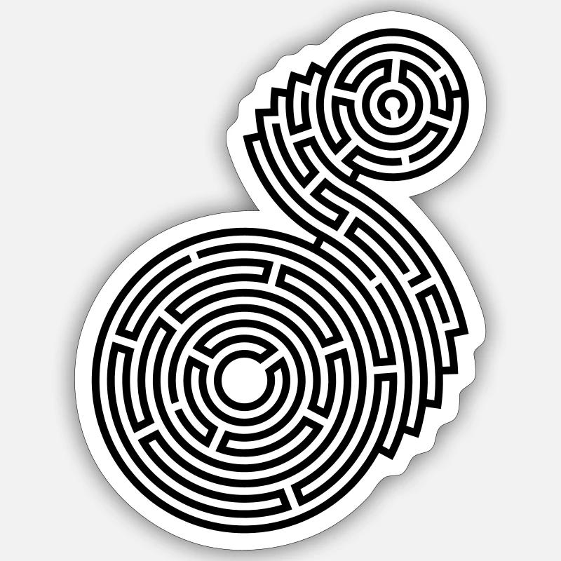 round two-part labyrinth - Sticker size S (10 x 10 cm) - white matte
