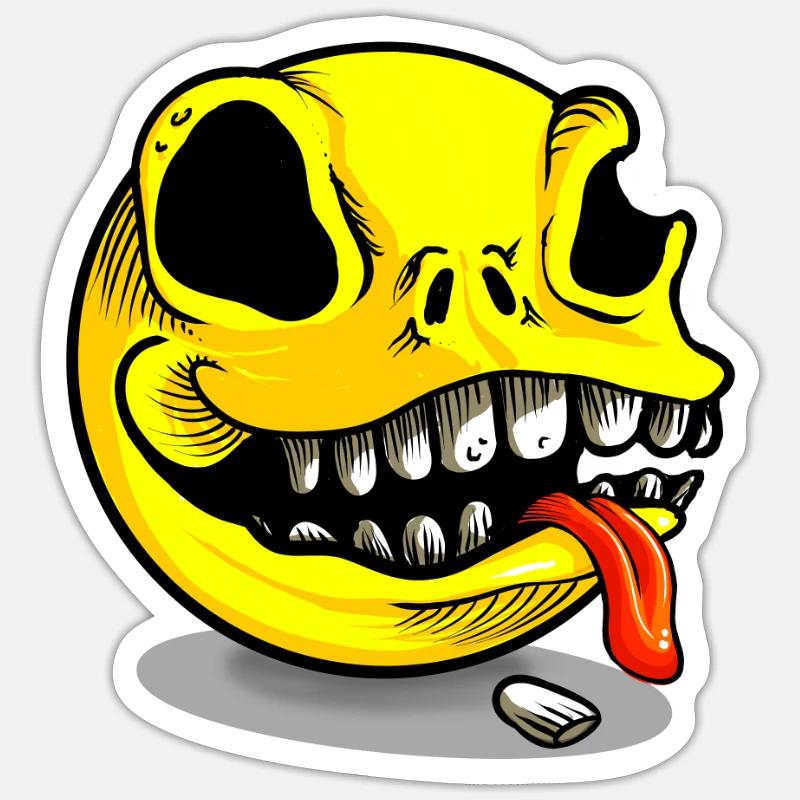 packman Skull - Sticker size S (10 x 10 cm) - white matte
