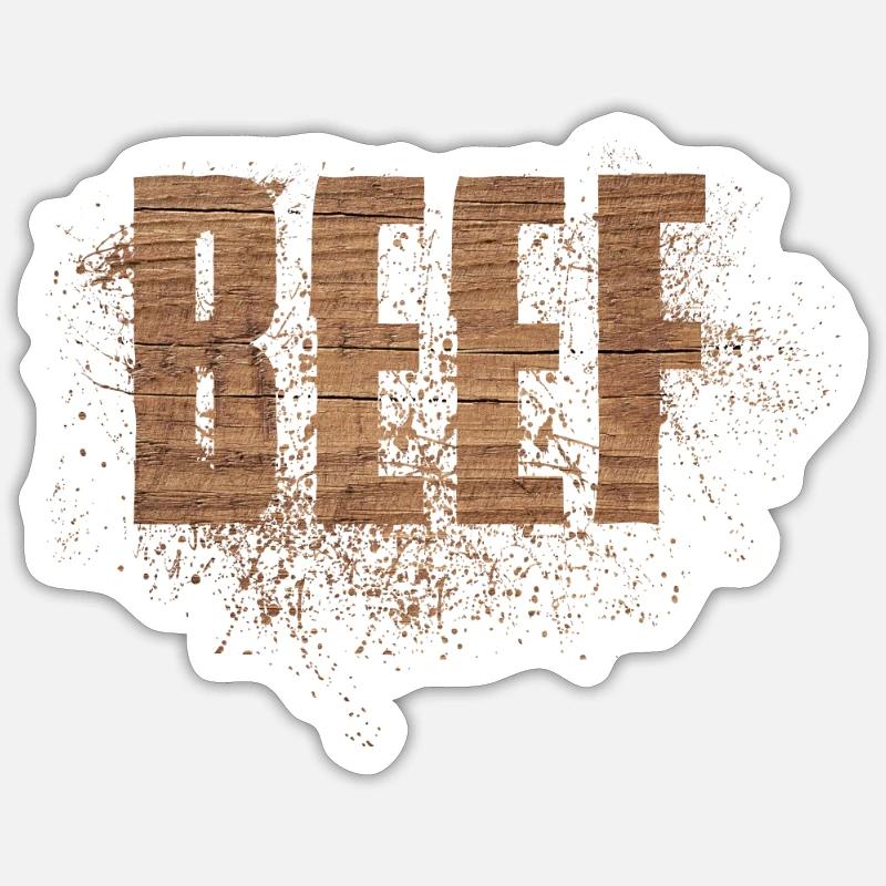 Beef/ Rind - Sticker taille S (10 x 10 cm) - blanc mat