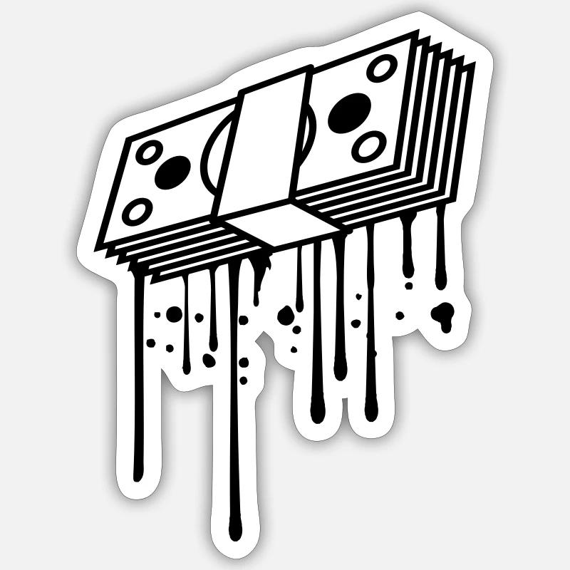 graffiti drops banknotes buendel dollar gettin Sticker size S (10 x 10 cm)