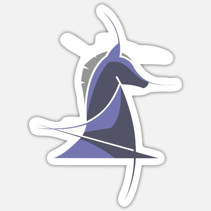 Schachpferd modern – Abstraktes Chess Design - Sticker Größe S (10 x 10 cm) - Mattweiß
