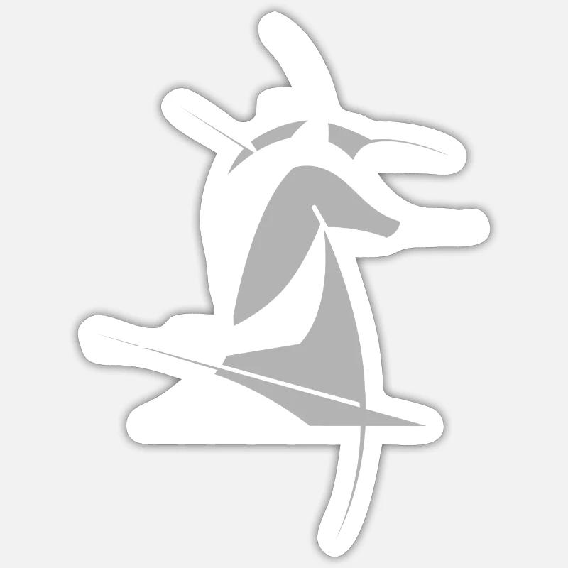 Schachpferd abstrakt – Minimal Chess Design - Sticker Größe S (10 x 10 cm) - Mattweiß