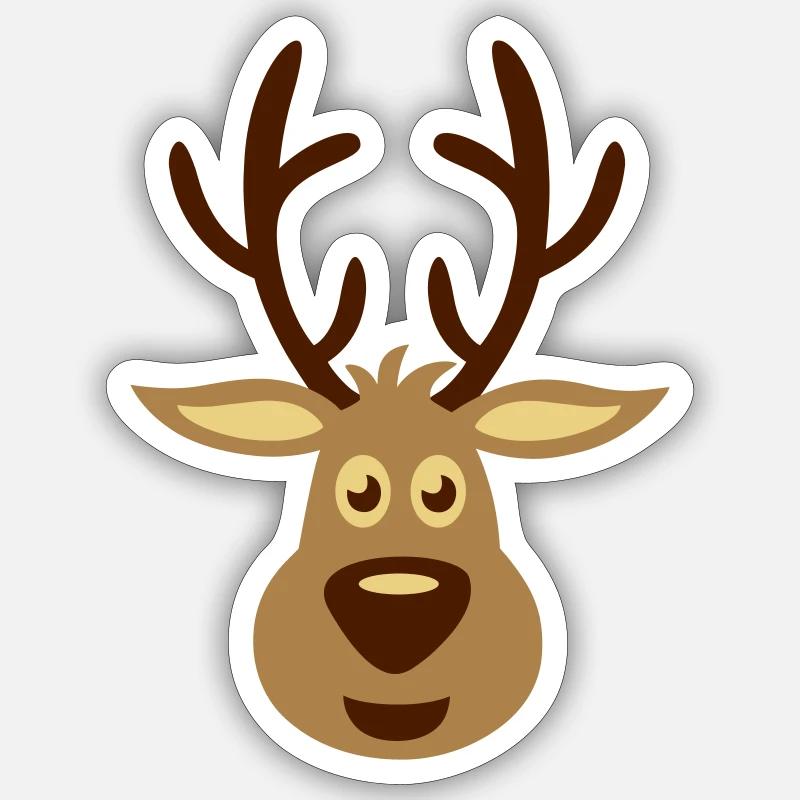 Cerf (renne) - Sticker taille S (10 x 10 cm) - blanc mat