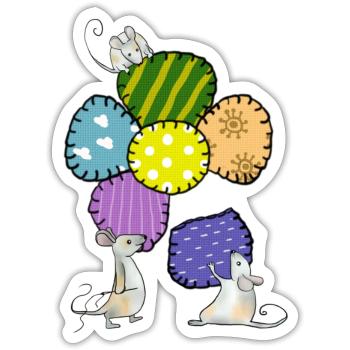 Blüte nähen - Sticker Größe S (10 x 10 cm) - Mattweiß - Vorne