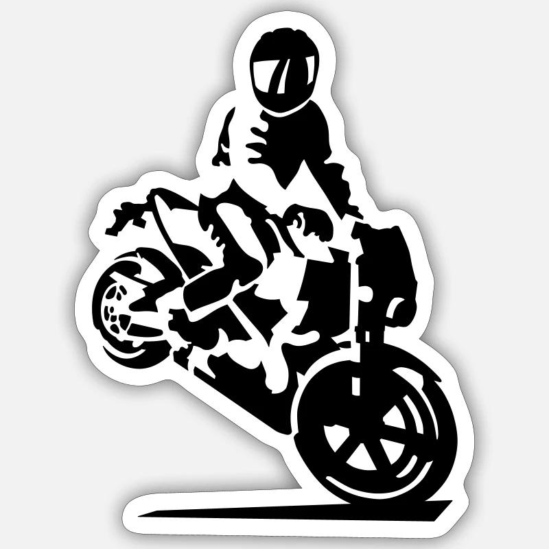 Moto cascade - Sticker taille S (10 x 10 cm) - blanc mat