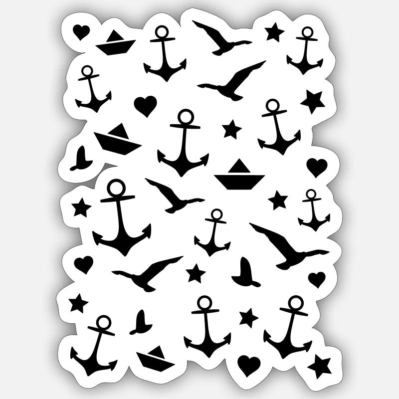 Anchor pattern Maritim Sticker size S (10 x 10 cm)