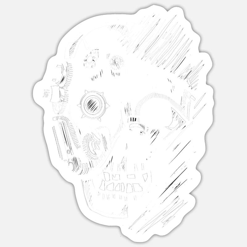 Steampunk Skull - Sticker taille S (10 x 10 cm) - blanc mat