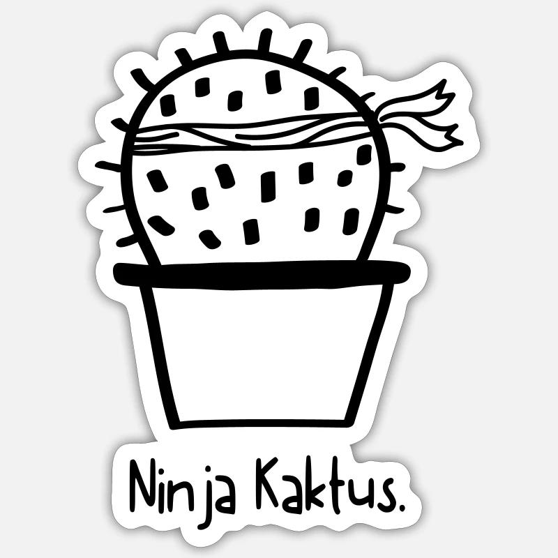 Ninja cactus - very dangerous - Sticker size S (10 x 10 cm) - white matte