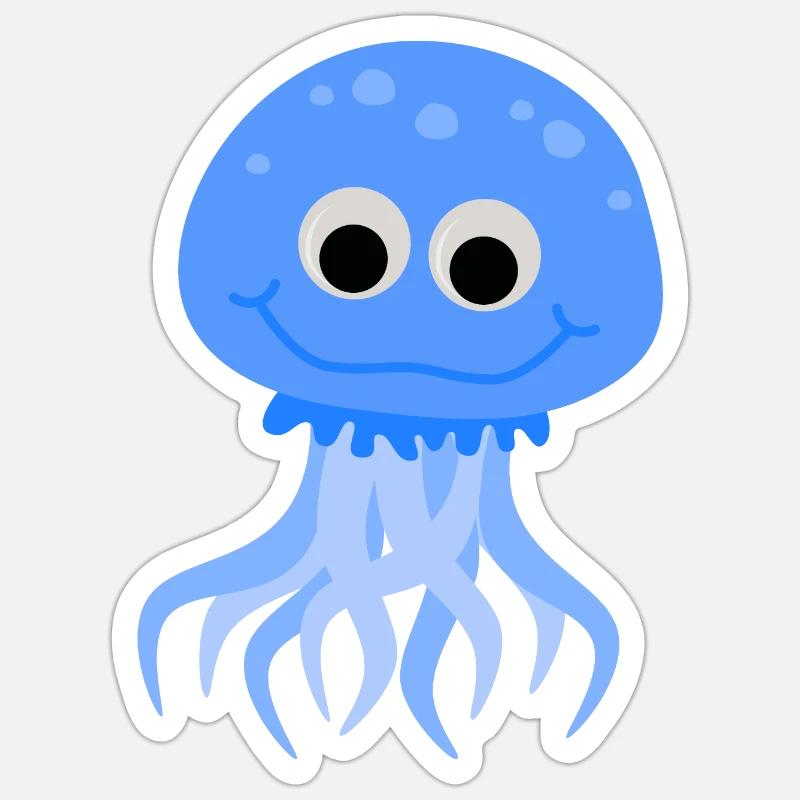 méduse - Sticker taille S (10 x 10 cm) - blanc mat