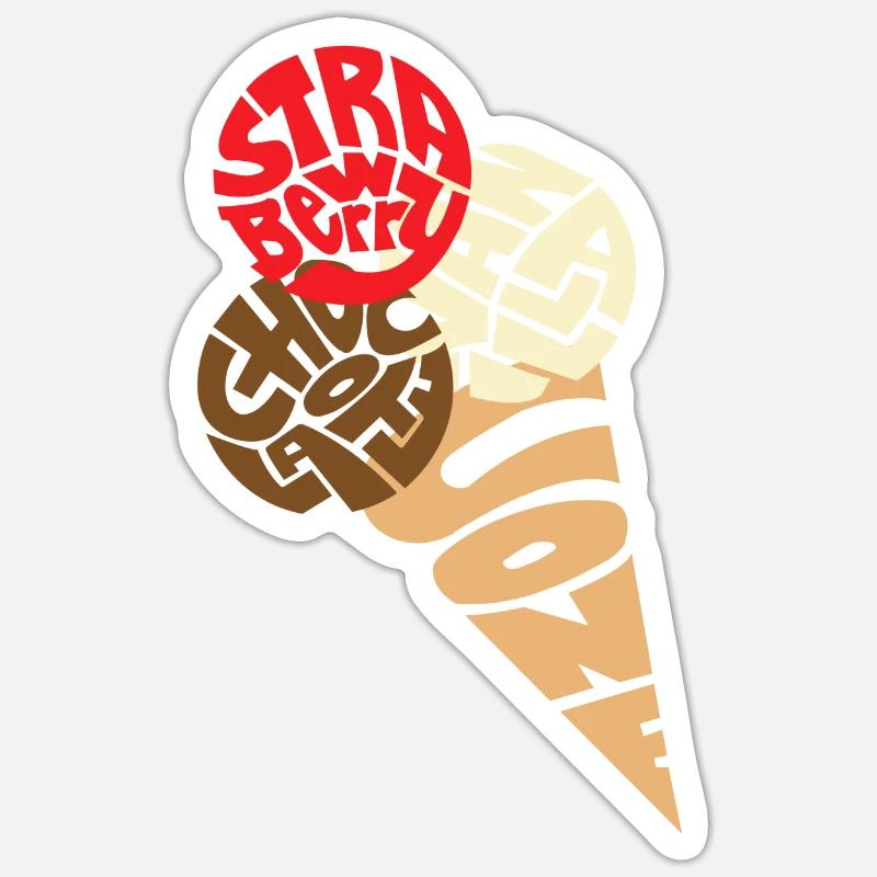 Eiscreme ,Eiskrem, Eis Sticker Größe S (10 x 10 cm)