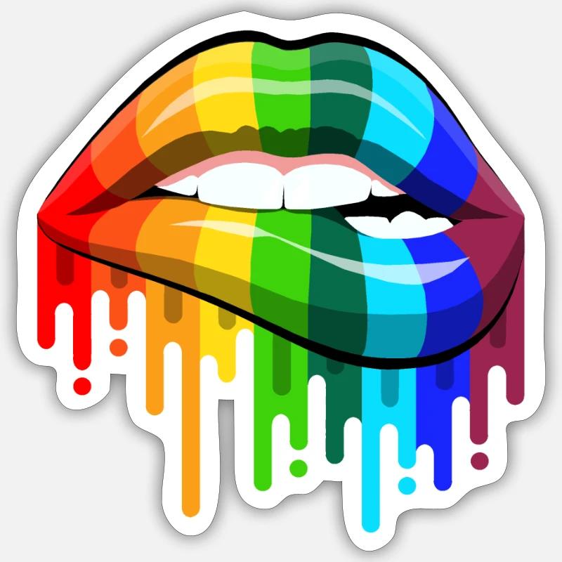 Rainbow lips - Sticker size S (10 x 10 cm) - white matte
