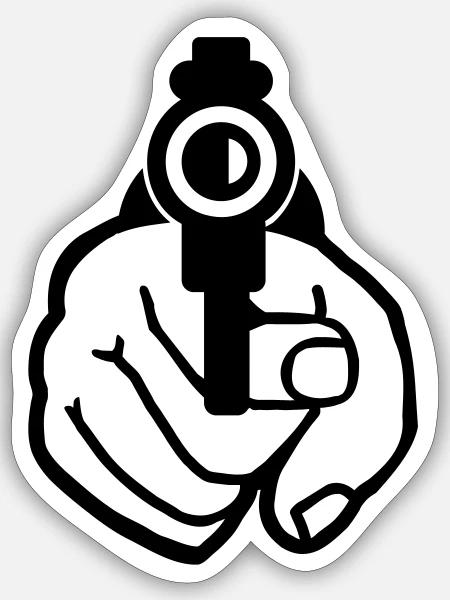 Pistole - Sticker Größe S (10 x 10 cm) - Mattweiß