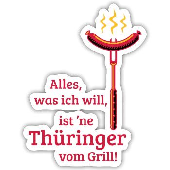 Eine Thüringer vom Grill! (3C) - Sticker Größe S (10 x 10 cm) - Mattweiß - Vorne