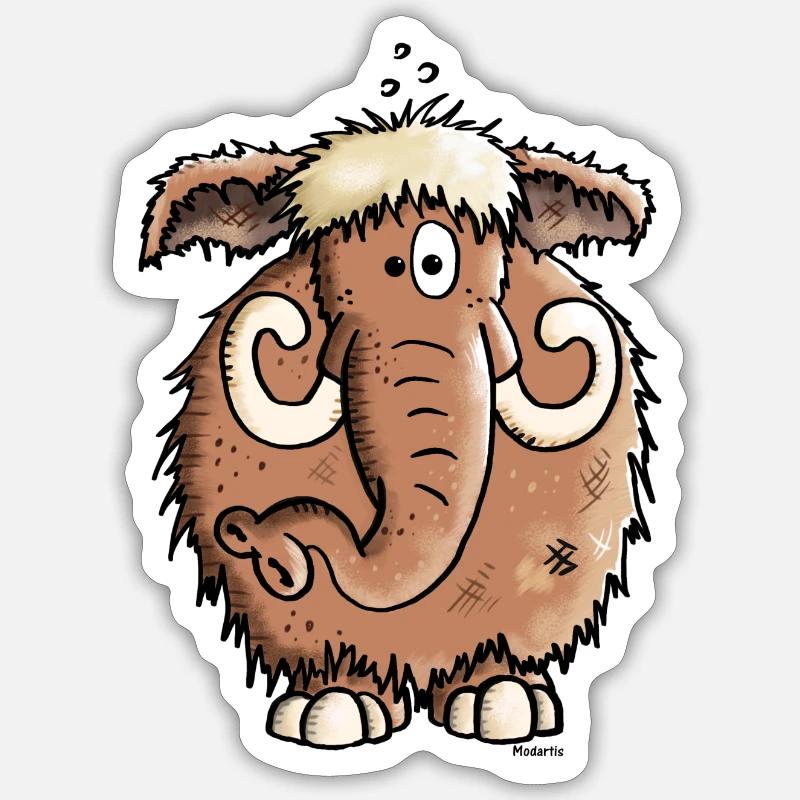 Géant Mammoth - Eléphant - Sticker taille S (10 x 10 cm) - blanc mat